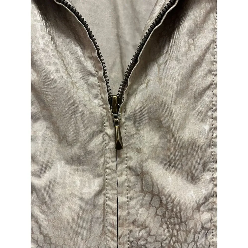 Zenergy by Chicos Tan Animal Print Nylon Vest sz 2 or L EUC Mob Wife Chic